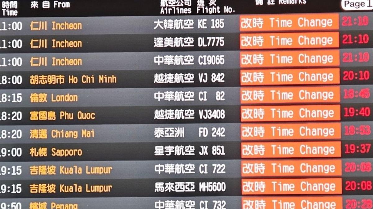 桃機抵達航班看板一排滿江紅 達人曝原因:這2天大概都會