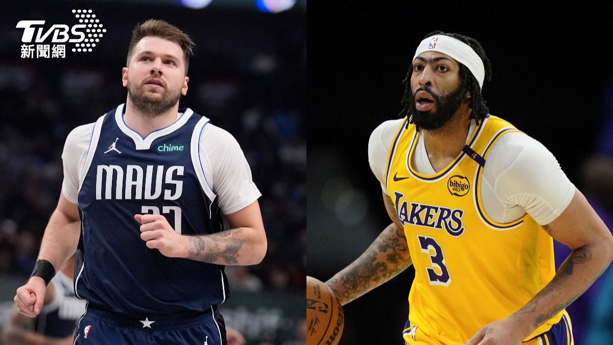 美國職籃NBA達拉斯獨行俠唐西奇（左）與洛杉磯湖人戴維斯（右）。（圖／達志影像美聯社）