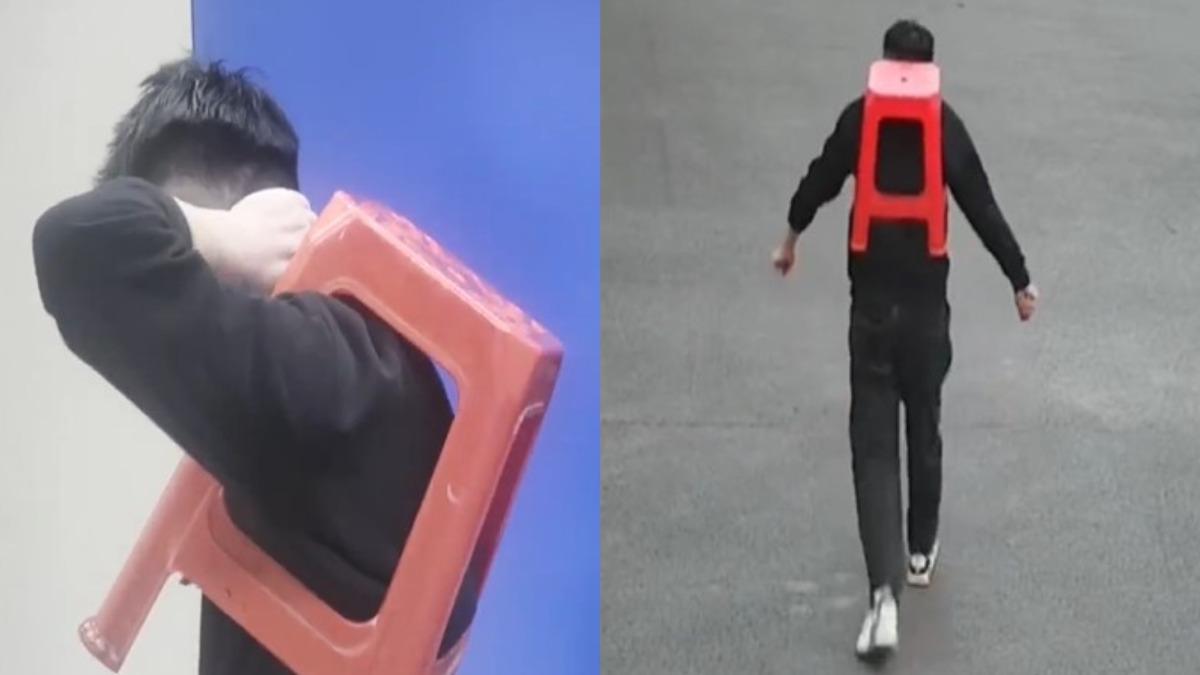 陸男說,「我不相信,於是試了一下,結果卡住了」。(圖/翻攝自微博《1818黃金眼》)