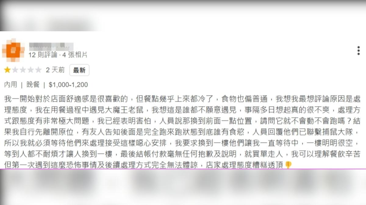 顧客留言指控。(圖/翻攝自GOOGLE評論)