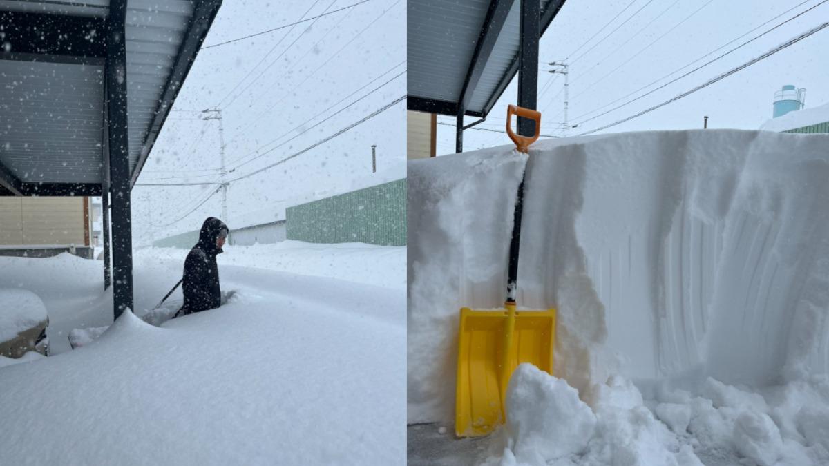 北海道積雪一夜達124公分。（圖／翻攝自Ｘ＠mananan91）