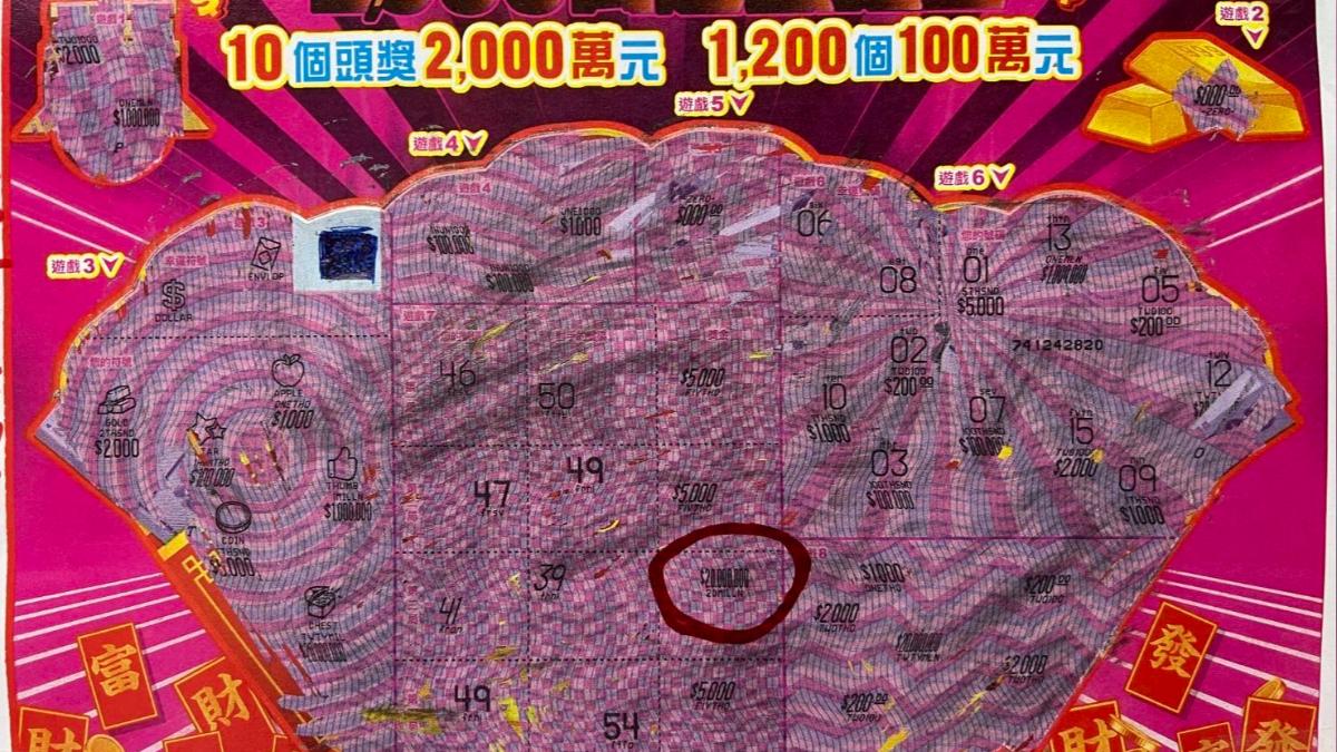 前日才刮中百萬！這間彩券行又刮出2千萬　年輕男選1號中獎