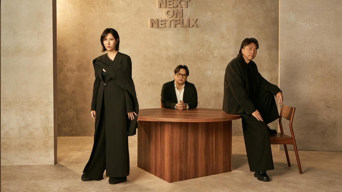 左起《如果我不曾見過太陽》麻怡婷、編導簡奇峯、導演蔣繼正。(圖/Netflix提供)