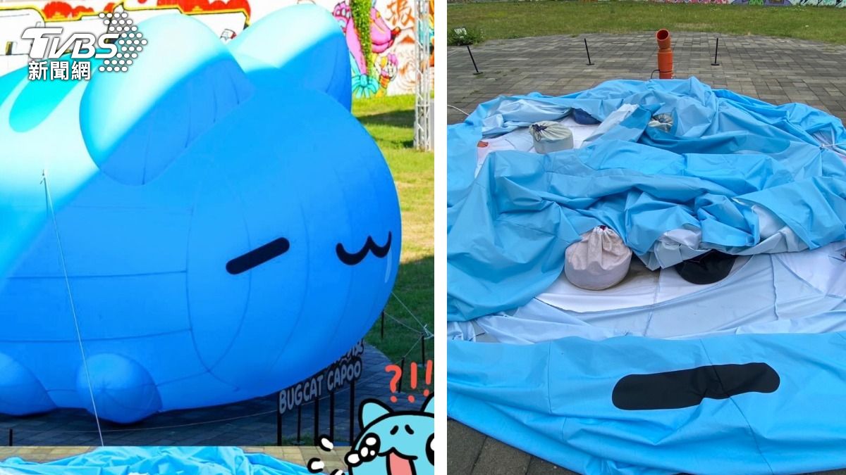 有片/誰殺了它?台中男持刀朝頭顱劃半圓 巨型咖波消氣魂斷