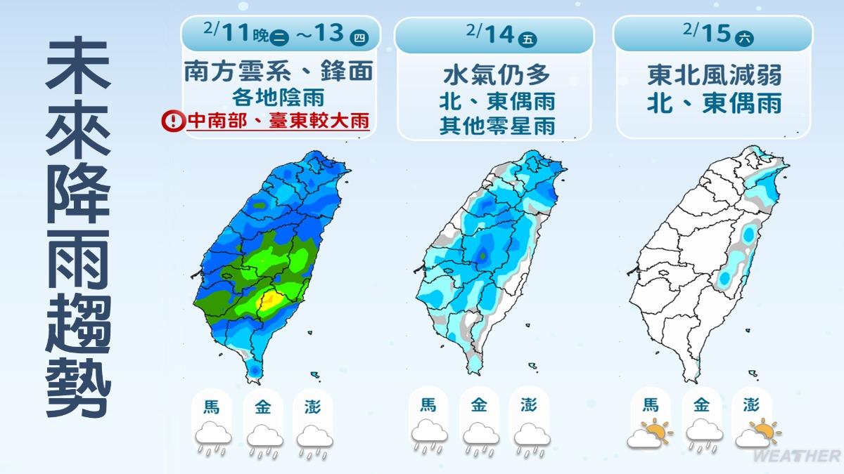 天氣/元宵節全台有雨!寒流減弱氣溫回升日夜溫差大