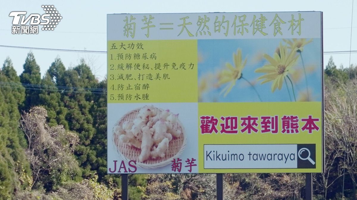 通往熊本台積電路邊的廣告看板，也以繁體中文宣傳。（圖／羅佳蓉攝）