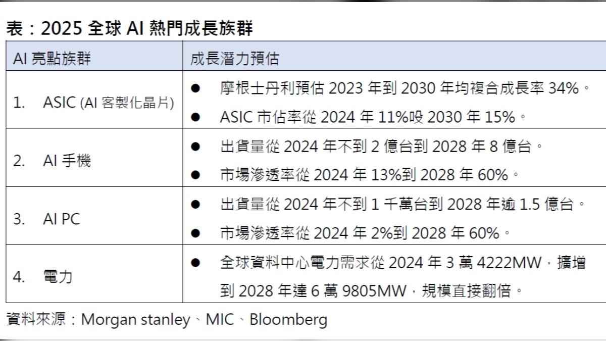 2025年全球AI熱門成長族群。(圖/新光投信提供)