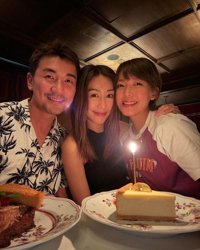 去年9月胡定欣生日時,洪永城夫婦與她齊齊慶祝。(圖/翻攝自IG@inez_leong)