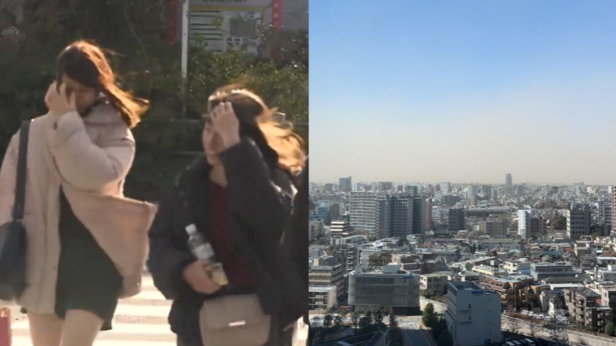關東春一番要來了?東京揚起大片沙塵 行人快站不住
