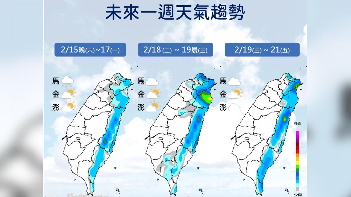 未來一周降雨趨勢。(圖/氣象署)