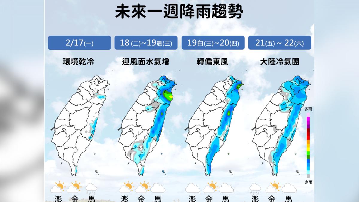 未來一周降雨趨勢。（圖／氣象署）