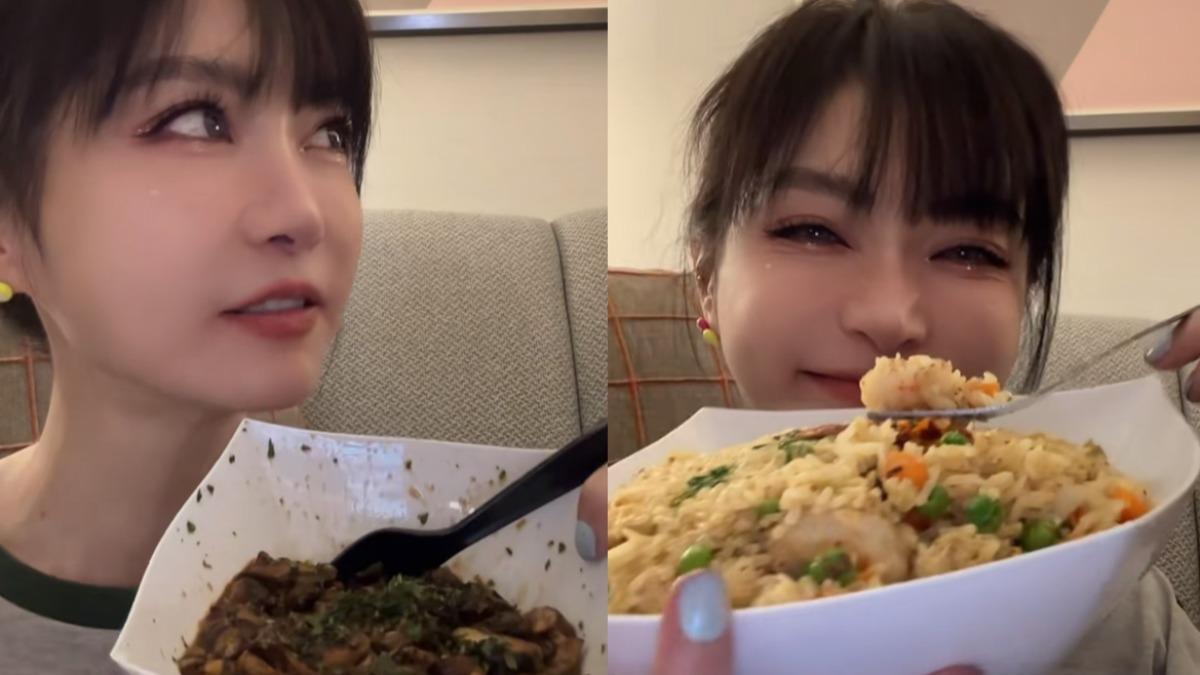 謝金燕在深夜大嗑炒飯等餐點。(圖/翻攝自謝金燕小紅書)
