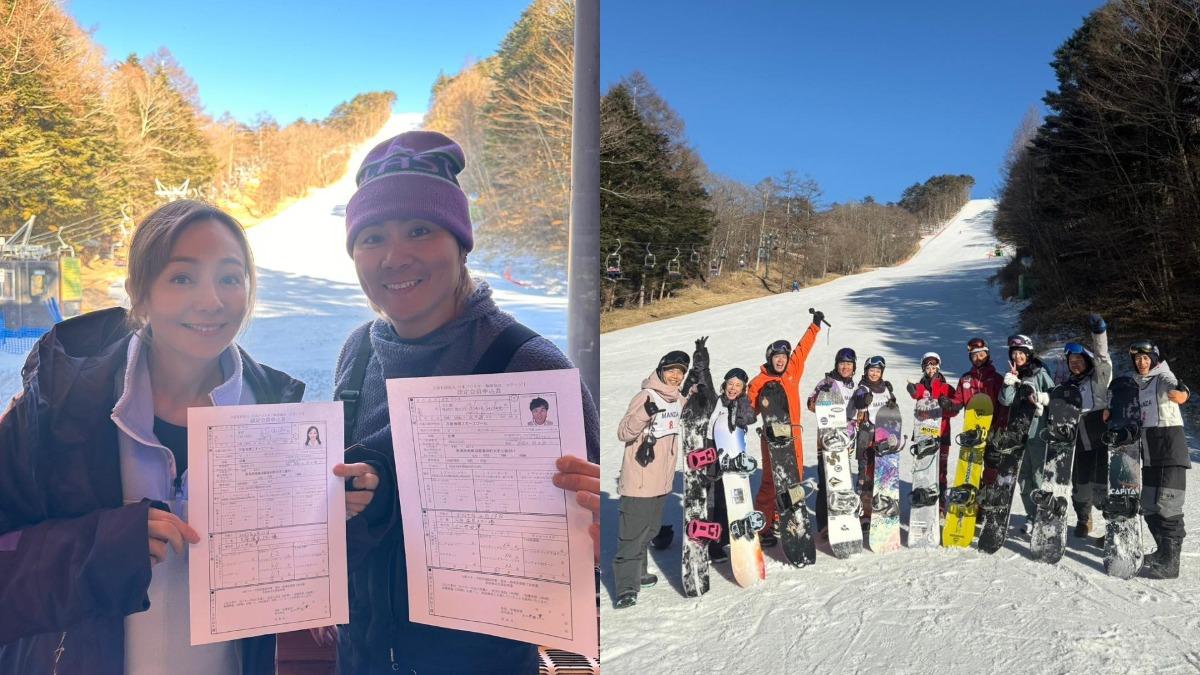 王仁甫和季芹一起考到日本SIA國際認證的滑雪指導員證照,開心的拿著證照合影。(圖/翻攝自王仁甫和季芹臉書)