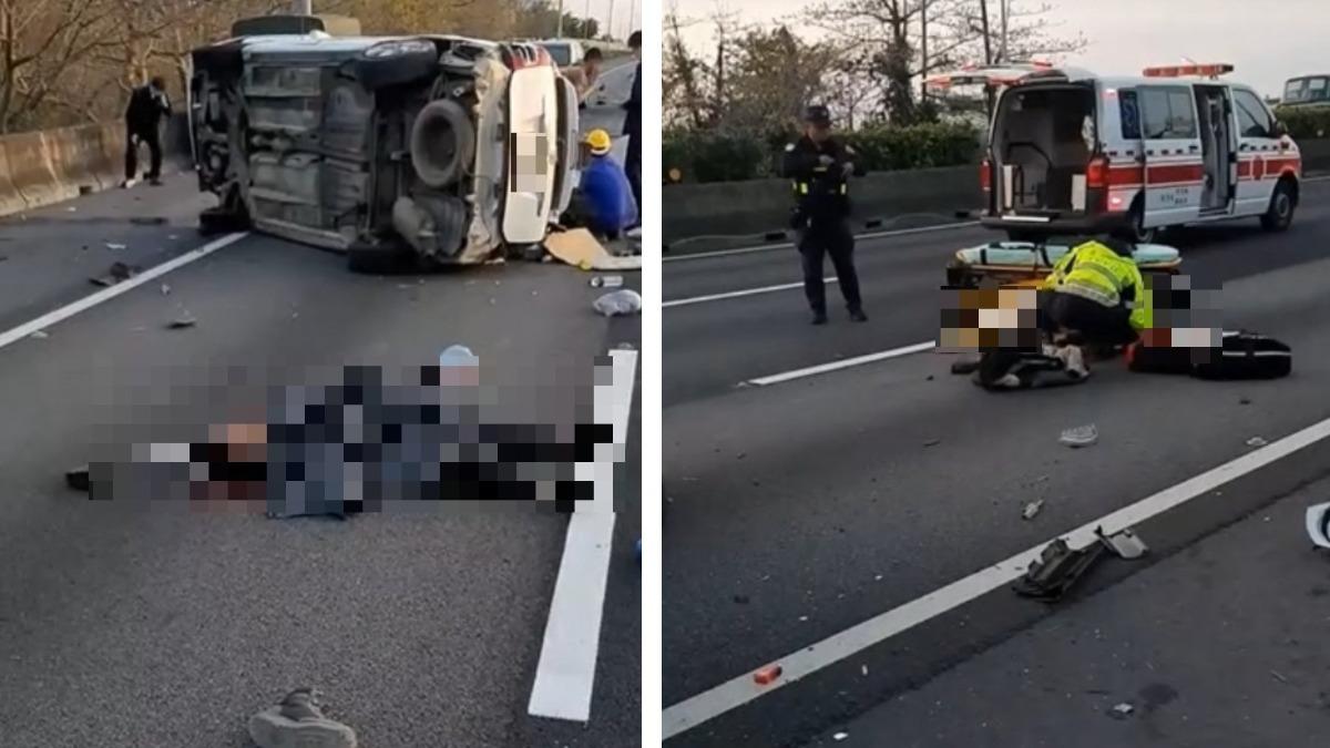 下班塞爆!國1豐原段6車撞翻 2男疑遭拋飛1死1命危