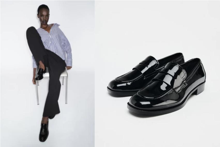 ZARA 漆皮樂福鞋。（圖／ZARA提供）