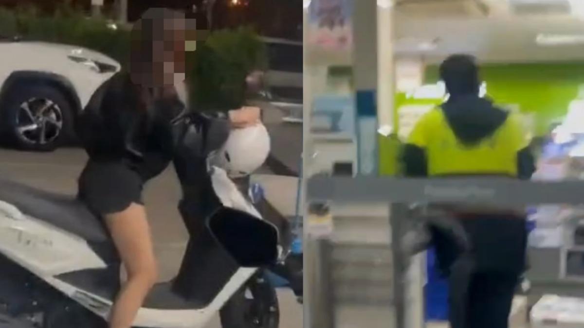 有片/玩笑開過頭!高雄熱褲妹跳上「警用機車」作勢要騎 警要查了
