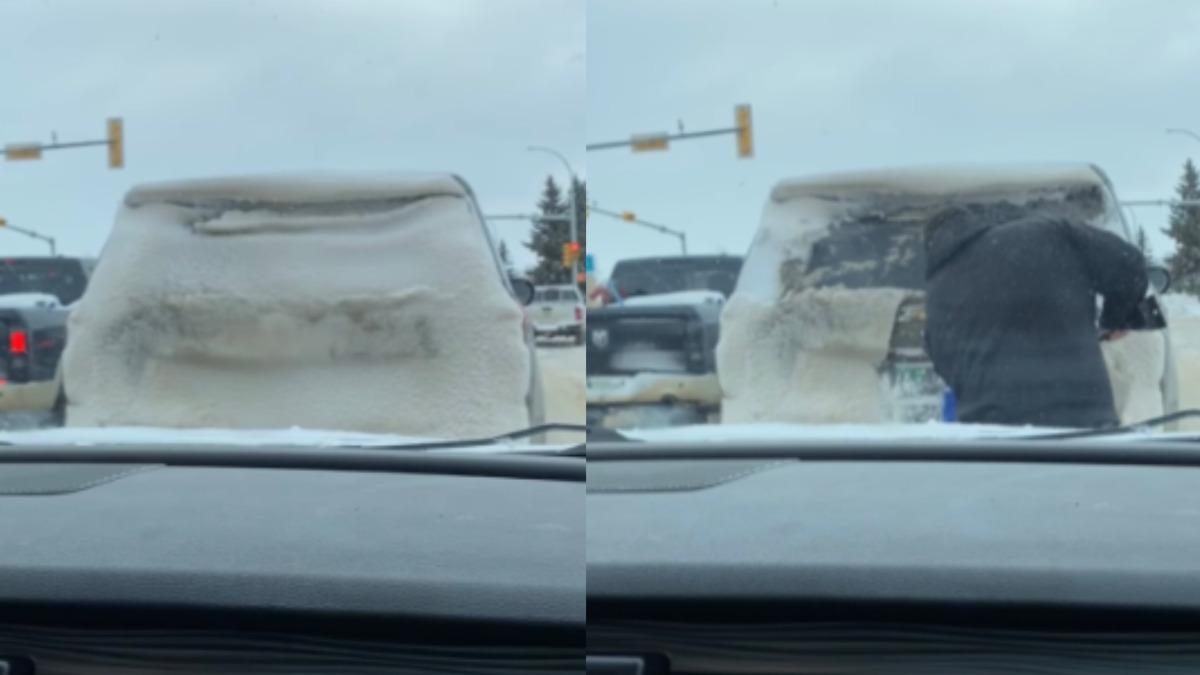 前車一片被雪覆蓋！熱心男衝下車「做一事」　網讚：簡直天使