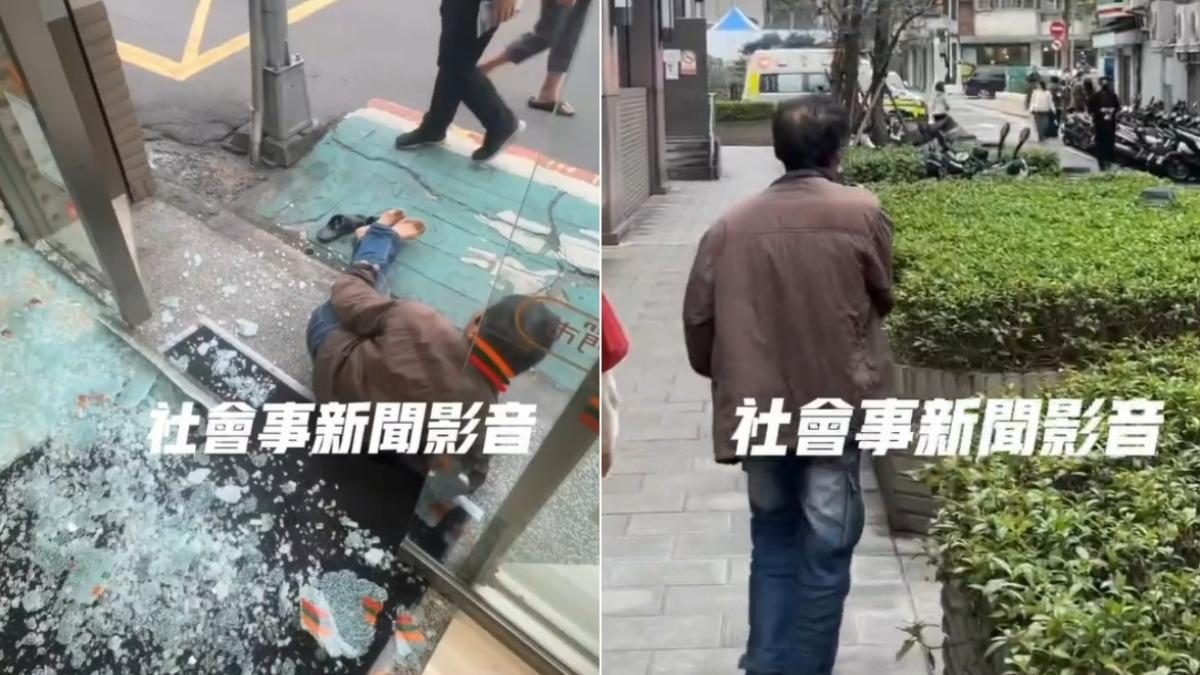 逛超商身體不適!玻璃整片被撞爆 6旬伯幸運毫髮無傷