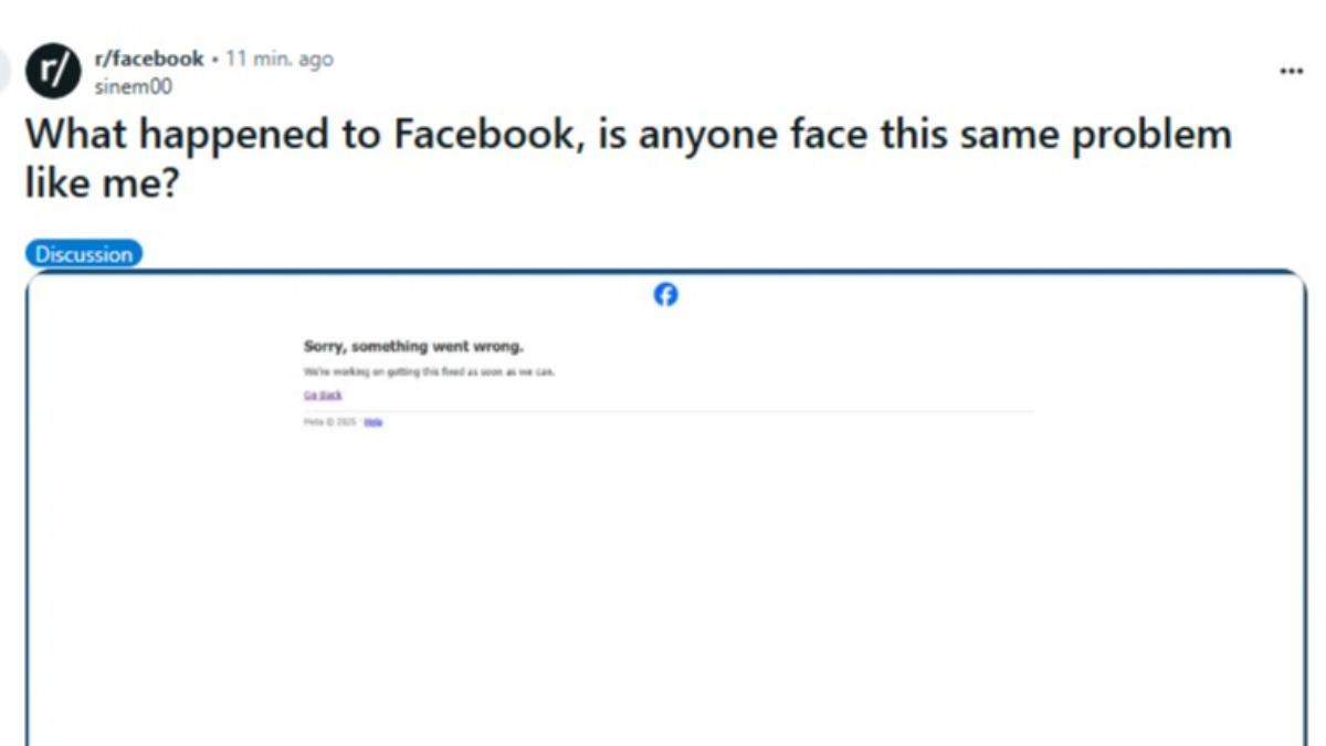 社群網站Reddit有人以「Facebook 怎麼了?有人遇到跟我一樣的問題嗎?」為題發文。(圖/翻攝自Reddit)