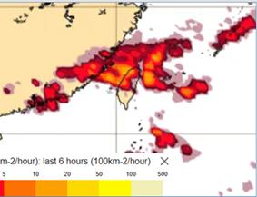 根據歐洲模式,下週二(4)20時閃電密度,雷雨發生的機率高。(圖/翻攝自吳德榮專欄)