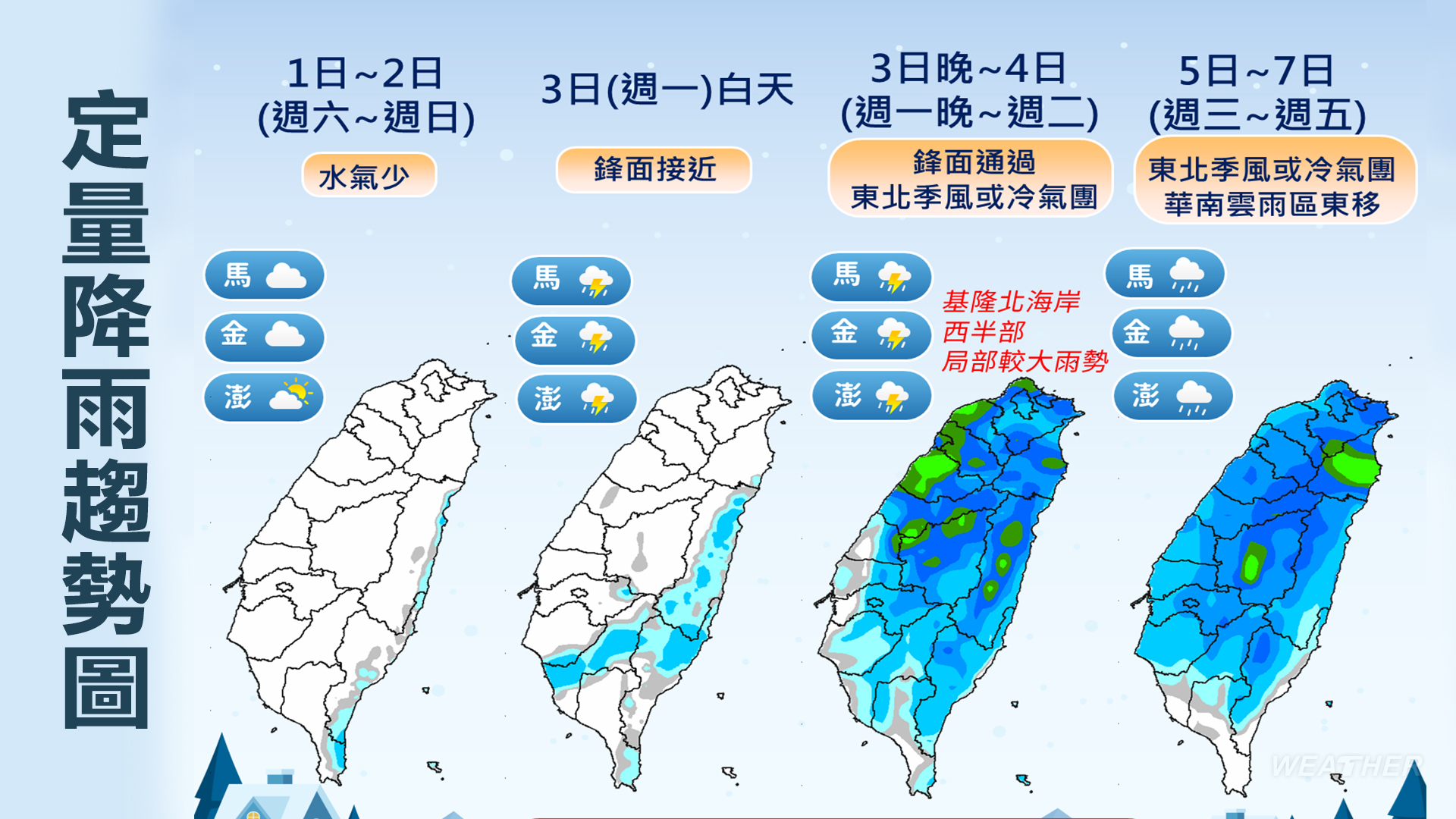 下週一晚鋒面逐漸靠近，逐漸有雷陣雨機會。（圖／TVBS）