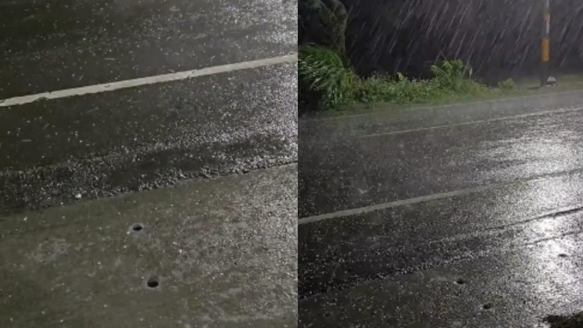 宜蘭礁溪下起冰雹。(圖/民眾許錫奎 提供)