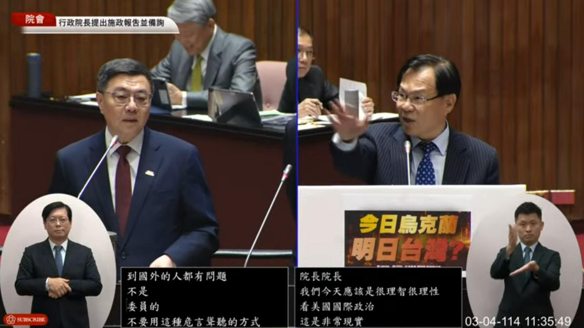 白委要「賴清德小孩回來當兵」與卓揆起口角 韓國瑜不忍出聲了