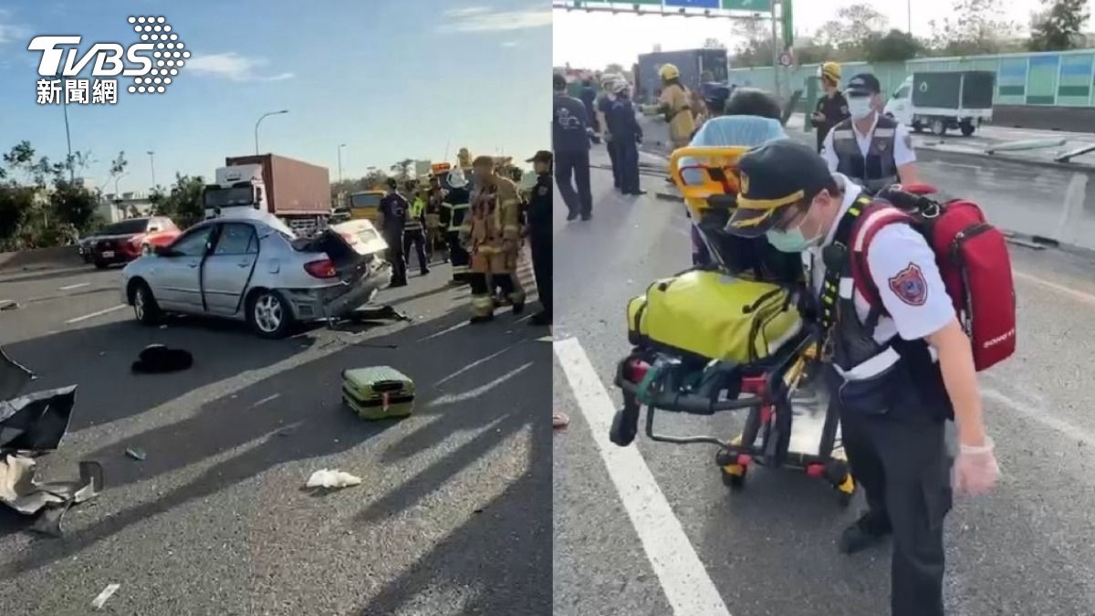 有片/恐怖撞擊瞬間!國1拖板車追撞故障車 男拋飛重摔亡