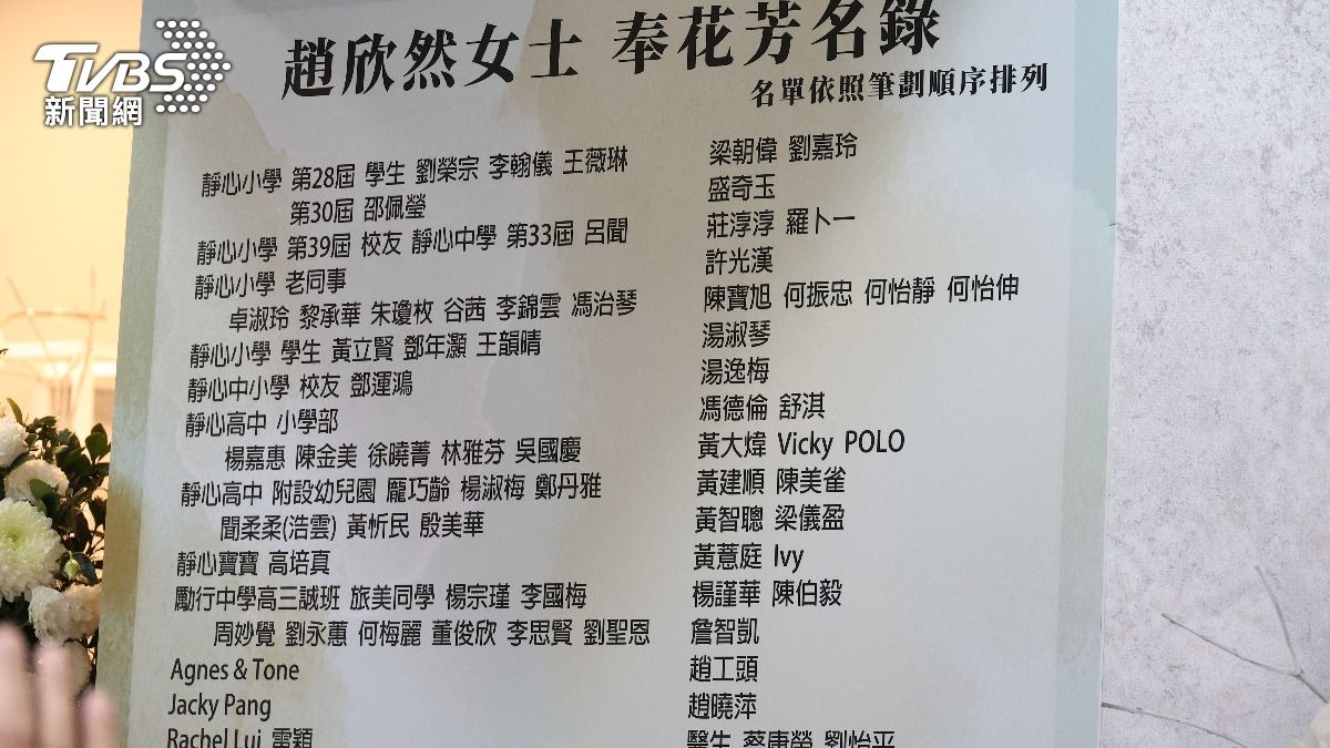 奉花名單。(圖/張哲鳴攝影)