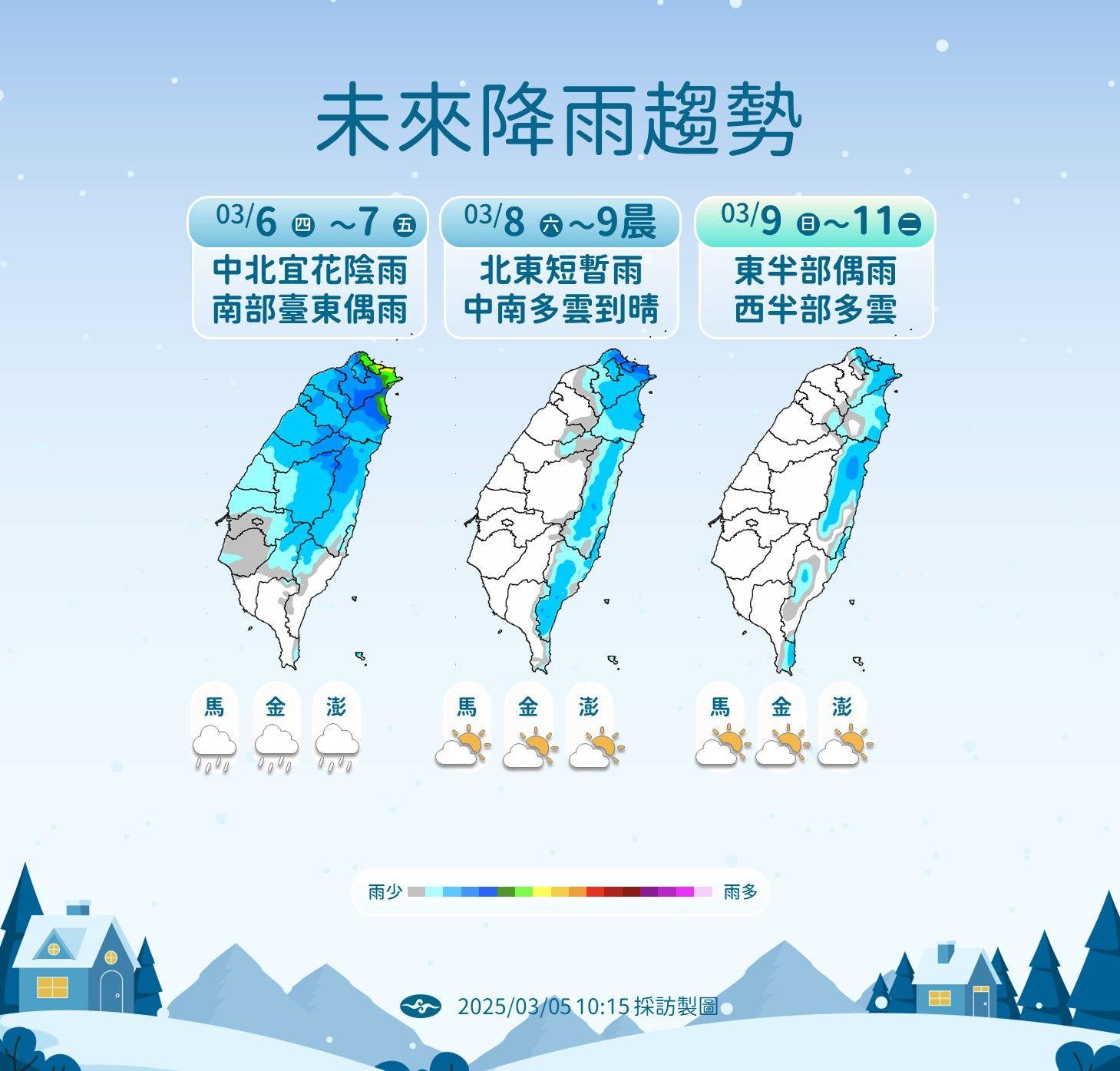 週四、週五降雨依舊明顯。（圖／TVBS）