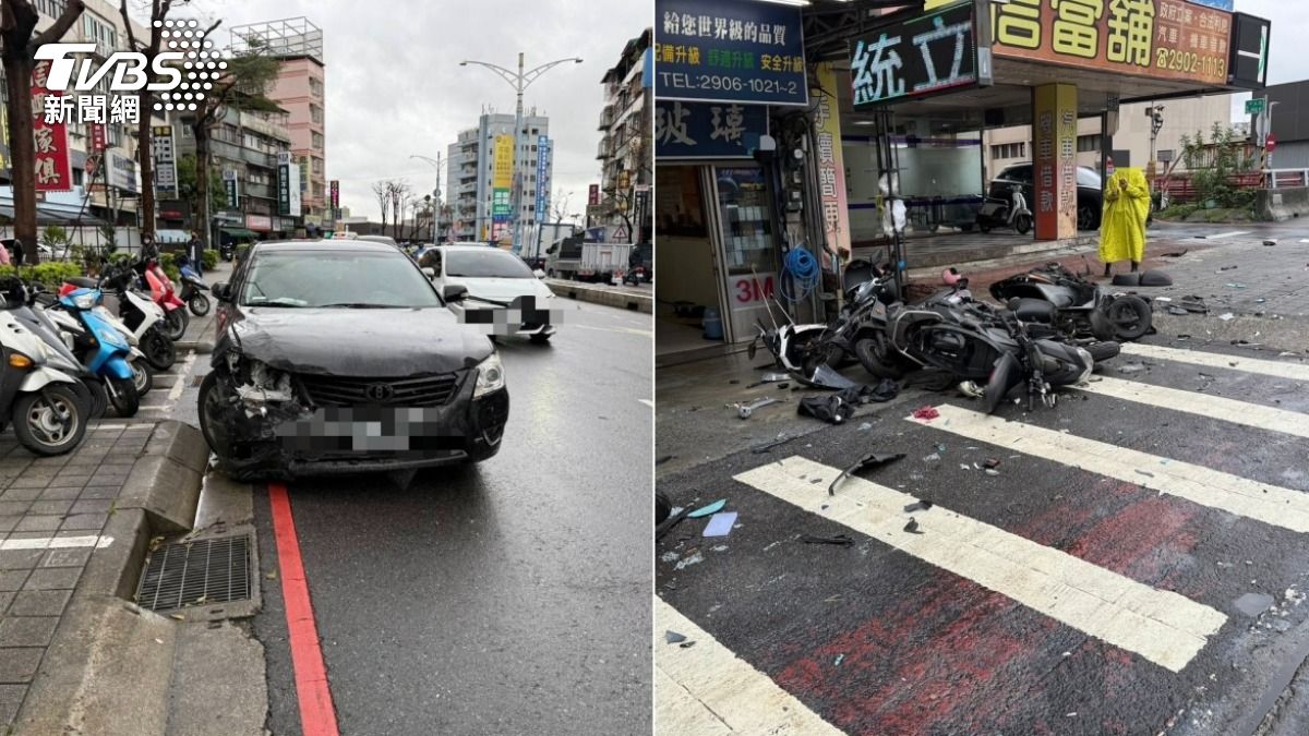 驚悚片/新北駕駛打瞌睡…爆衝撞噴整排機車!現場慘況曝
