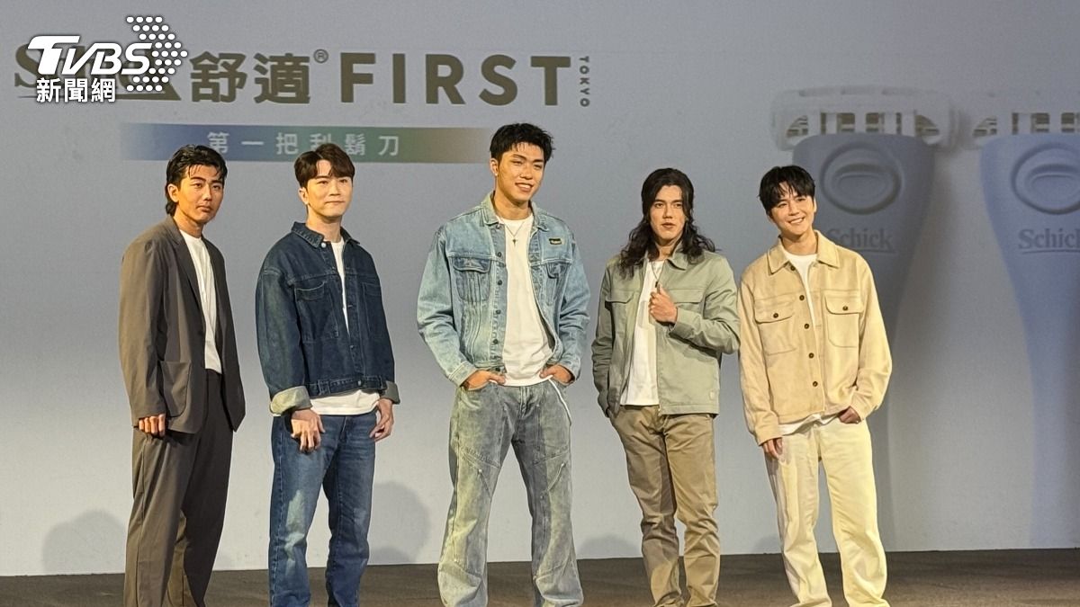 A-Che(左起)、咪咪蛋、王Aden、奇軒、許凱皓。(圖/劉建偉攝)