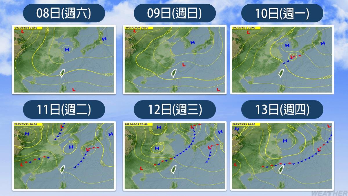 下週共有3波鋒面靠近台灣。(圖/TVBS)