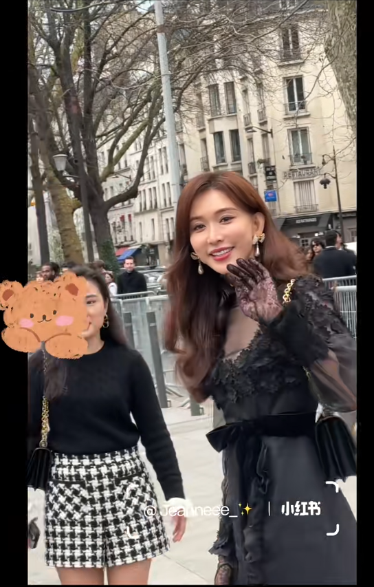 網友曬出巴黎時裝周偶遇林志玲。(圖/翻攝自小紅書@Jeanneee_)