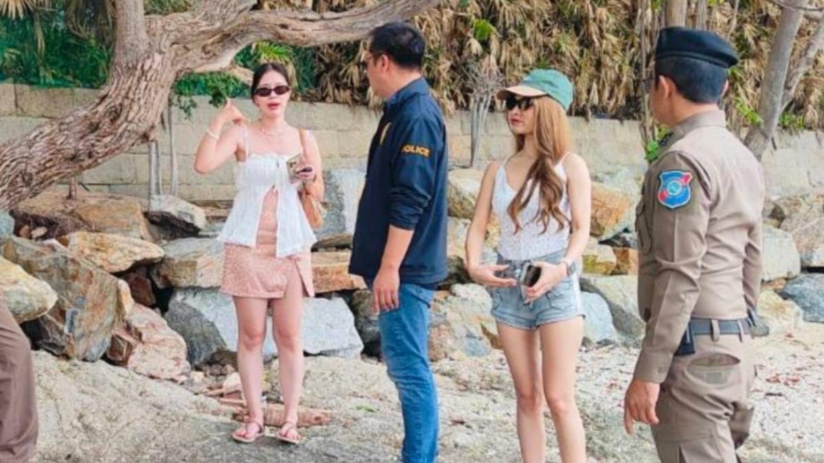女記者海邊遇到老外自瀆,急報警逮人。(圖/翻攝自PattayaEasternnews臉書)