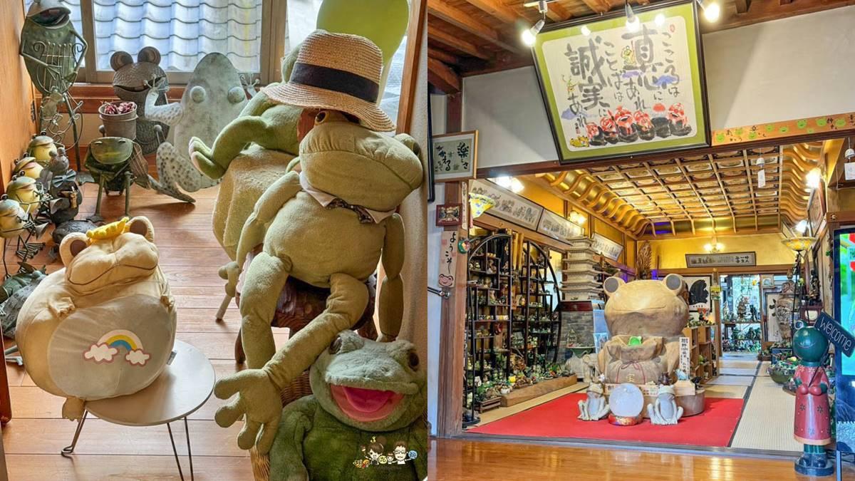數量超過萬隻的青蛙雕像遍布全寺，從庭園到樹上甚至室內的青蛙館，無處不見青蛙蹤影。（圖／跟著尼力吃喝提供）