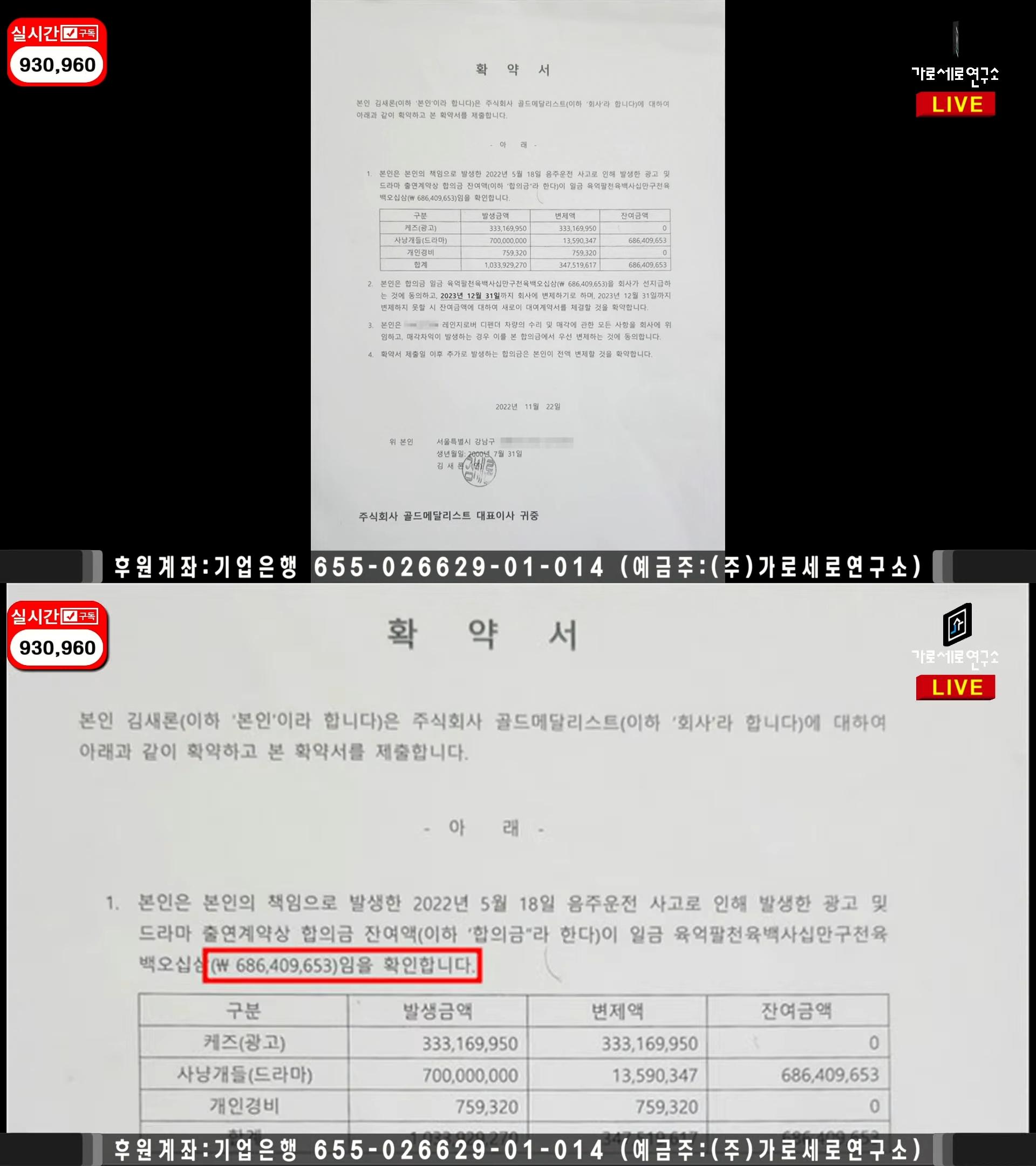 金賽綸跟前公司簽署的借據。(圖/翻攝自橫豎研究所)