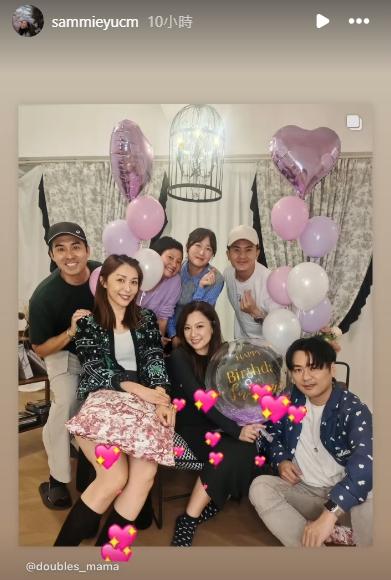 余思敏於社交平台轉發與一班朋友慶祝生日的照片。（圖／翻攝自余思敏IG）