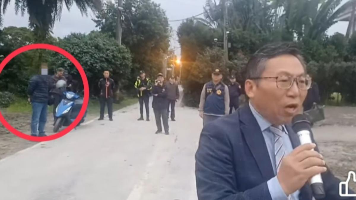 傅崐萁官邸的管家李姓被告，在陳財能先前至官邸抗議時入鏡。（圖／翻攝自東社發言人陳財能臉書）