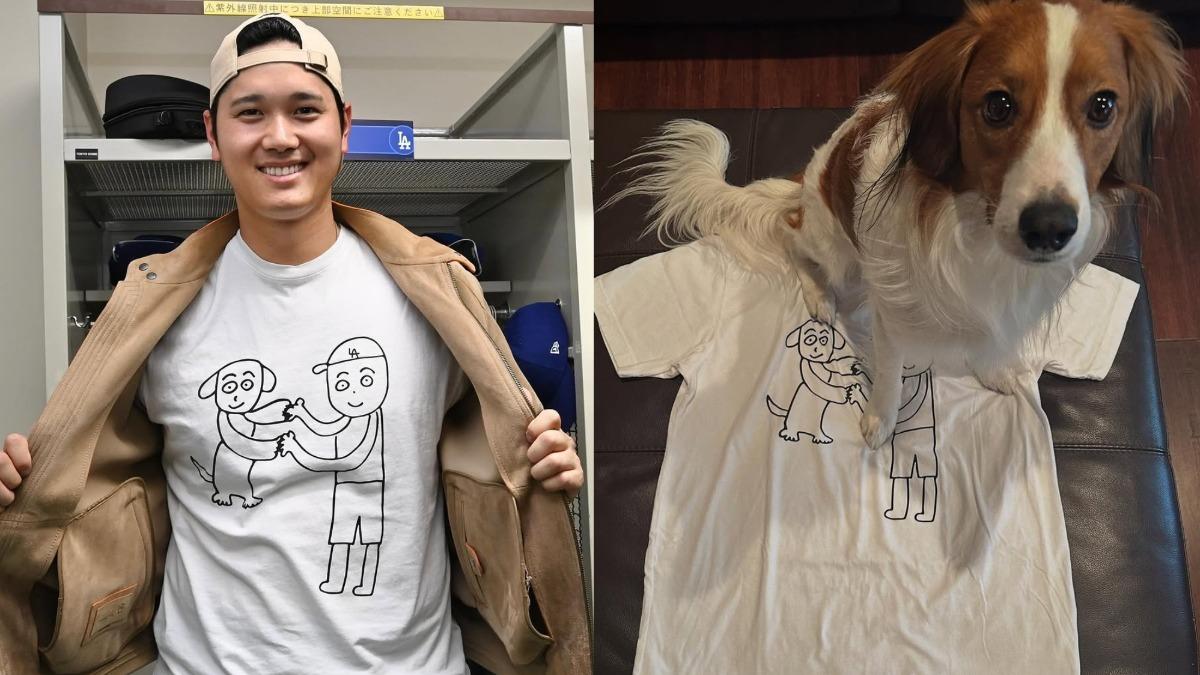 大谷翔平秀與愛犬特製T恤「畫師竟是他」 球迷笑翻:絕對買爆