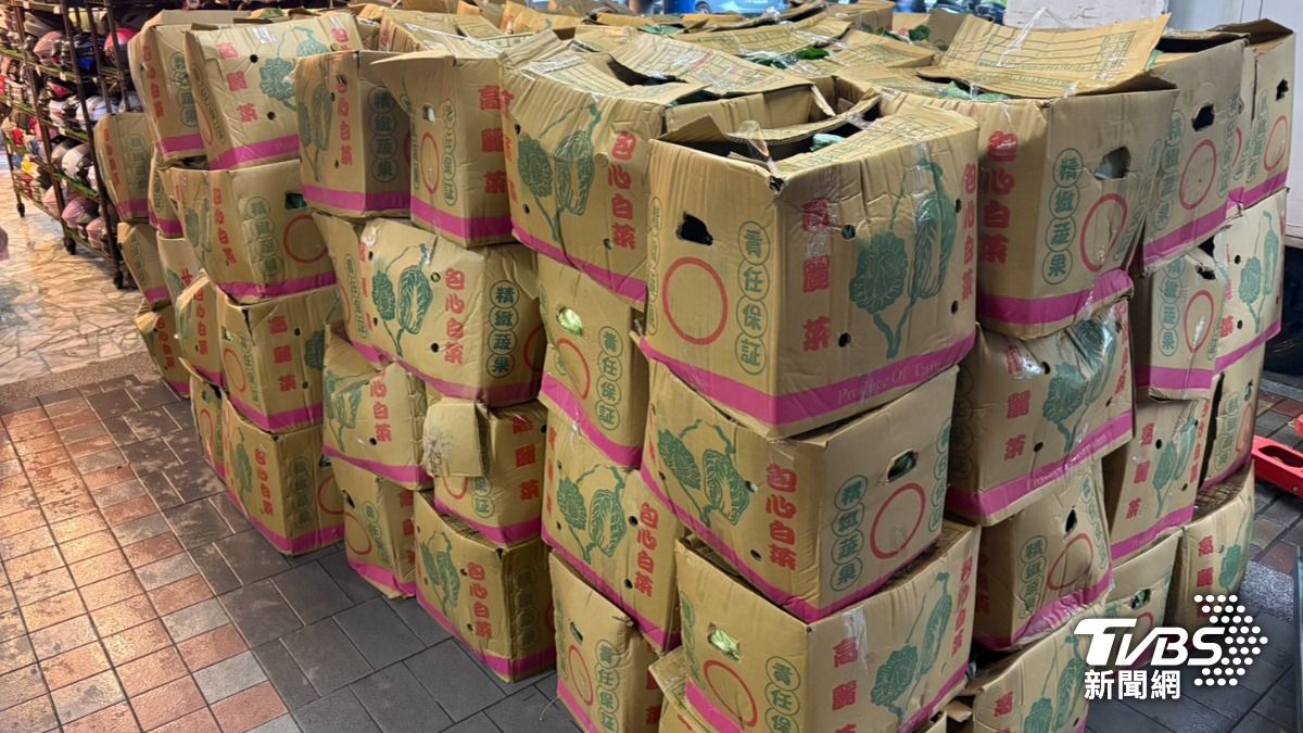 里長買來的高麗菜,都用紙箱裝好避免碰撞。(圖/TVBS)