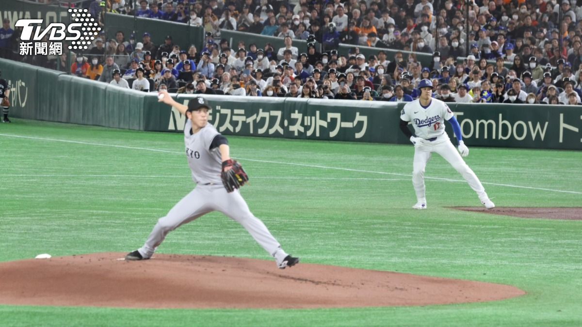 大谷首打席選到四死上壘。(圖/李建緯攝)