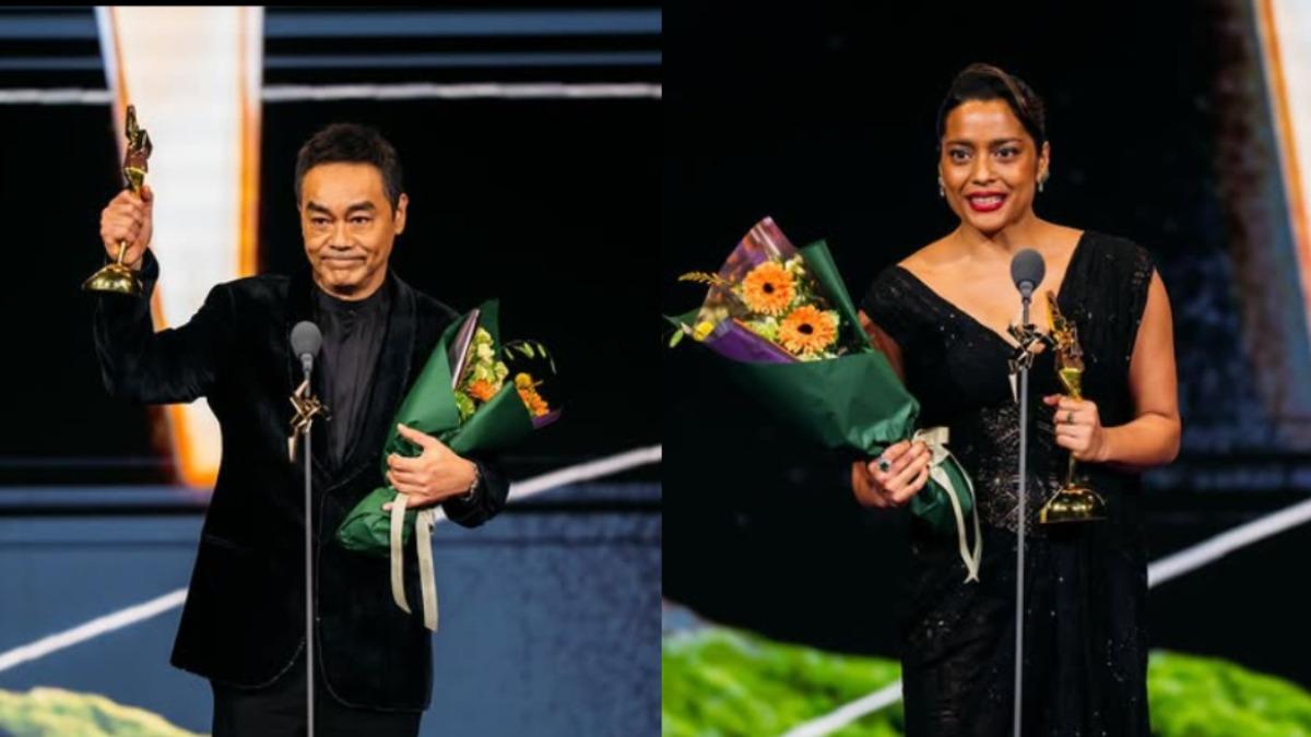 劉青雲以《爸爸》奪下最佳男主角,印度女星沙哈娜戈斯瓦米以《警上添花》封后。(圖/翻攝自官方IG)