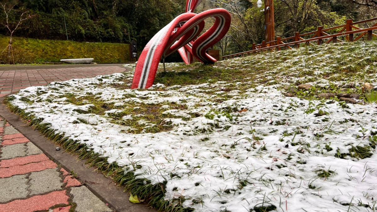 拉拉山降下三公分積雪。（圖／風管處提供）