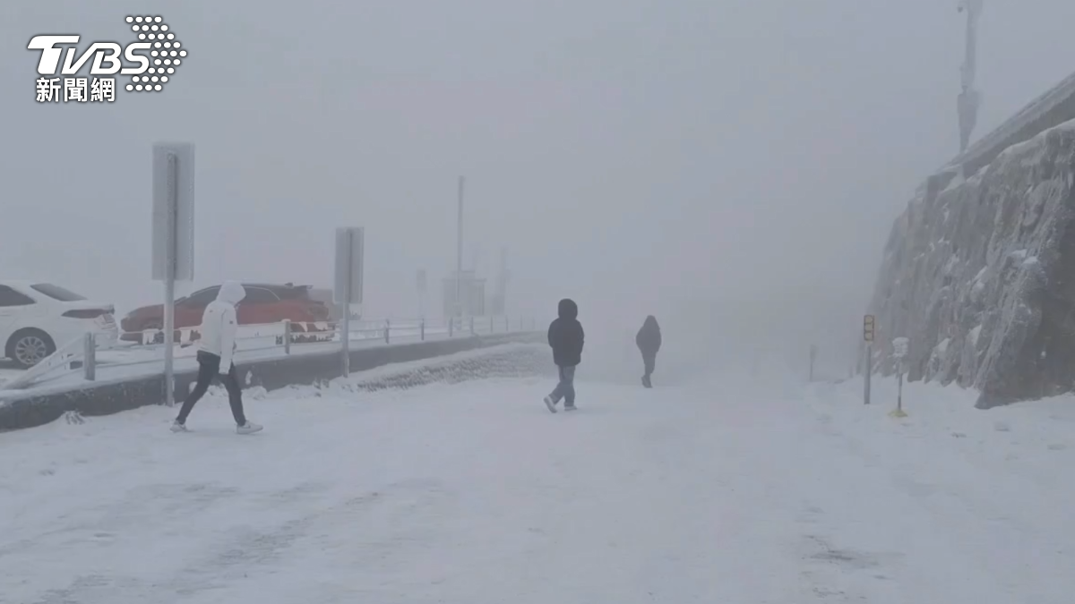 民眾上山追雪。（圖／TVBS）