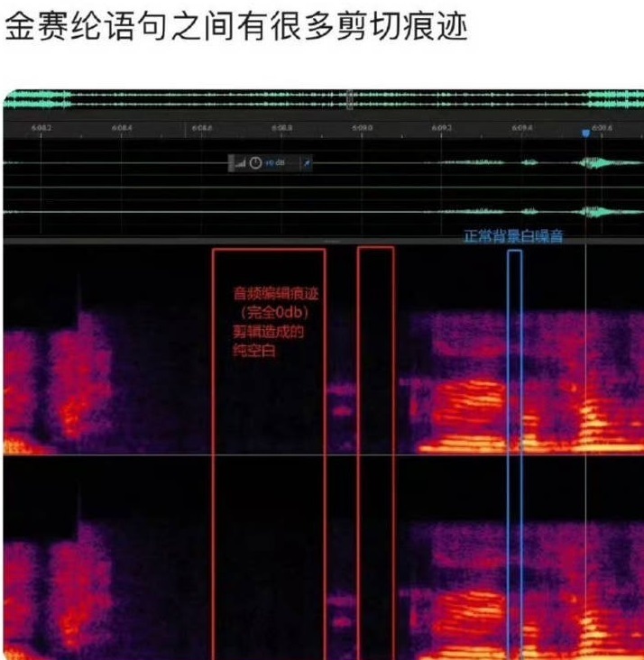 大陸網友發現,金賽綸的語句有剪接痕跡。(圖/翻攝微博)