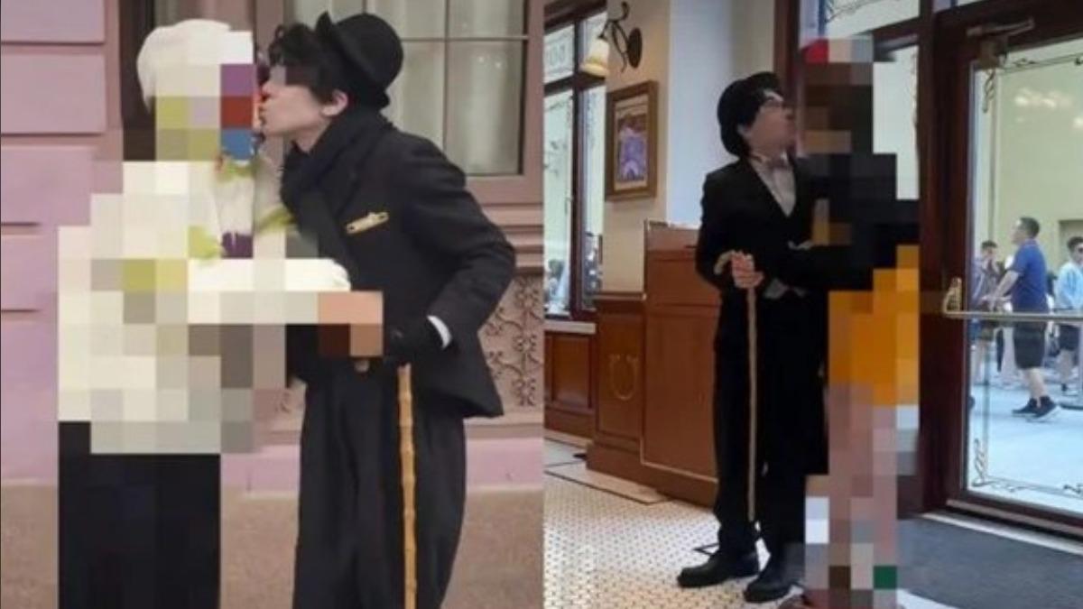 北京環球影城爆性騷!「卓別林」模仿者騙女遊客親嘴畫面曝