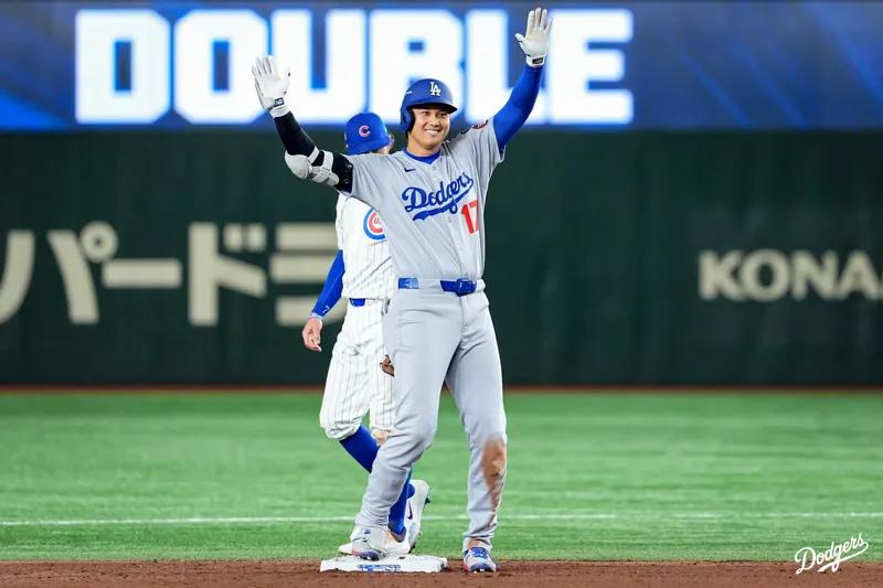MLB海外戰大谷打擊狀況就調整的不錯。(圖/翻攝自道奇X)