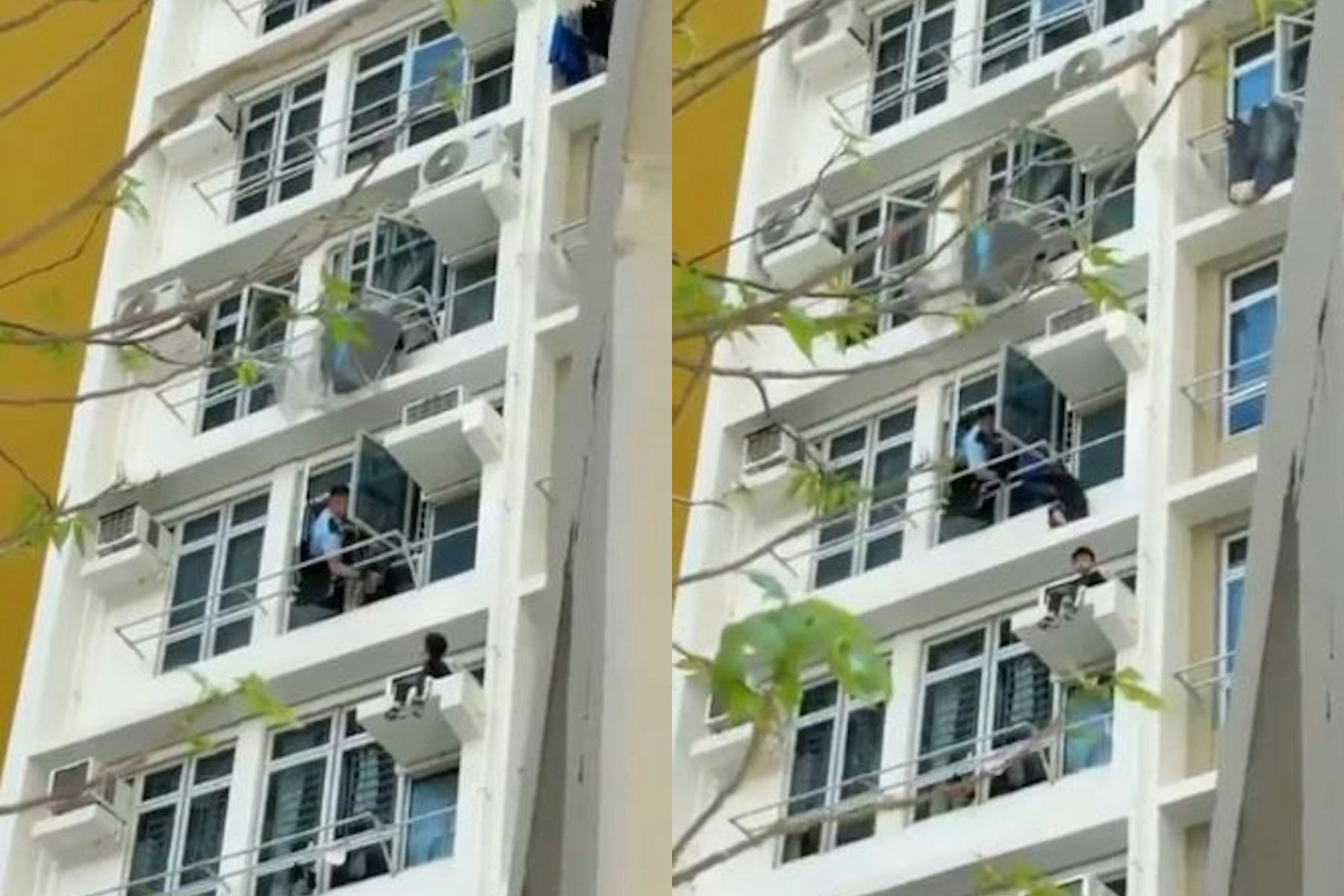 3歲及5歲的小兄弟危座窗外。（圖／香港01讀者提供）