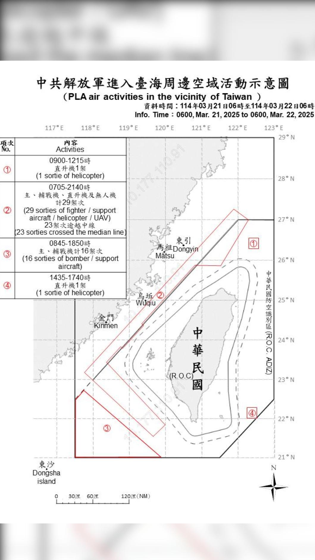 國防部公布台海軍事動態。(圖/國防部提供)